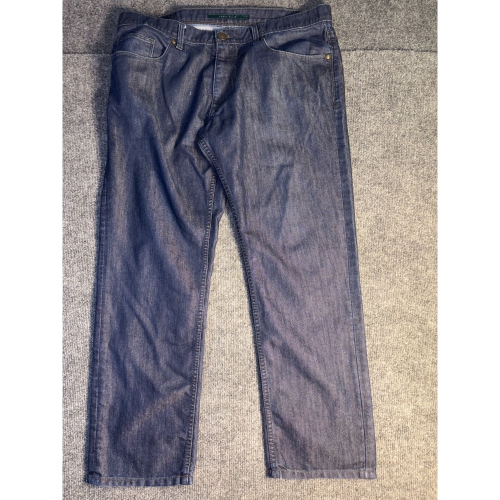 Perry Ellis Jeans Men 38x30 Blue Denim Relaxed Fit Dark Wash Straight Fit Preppy